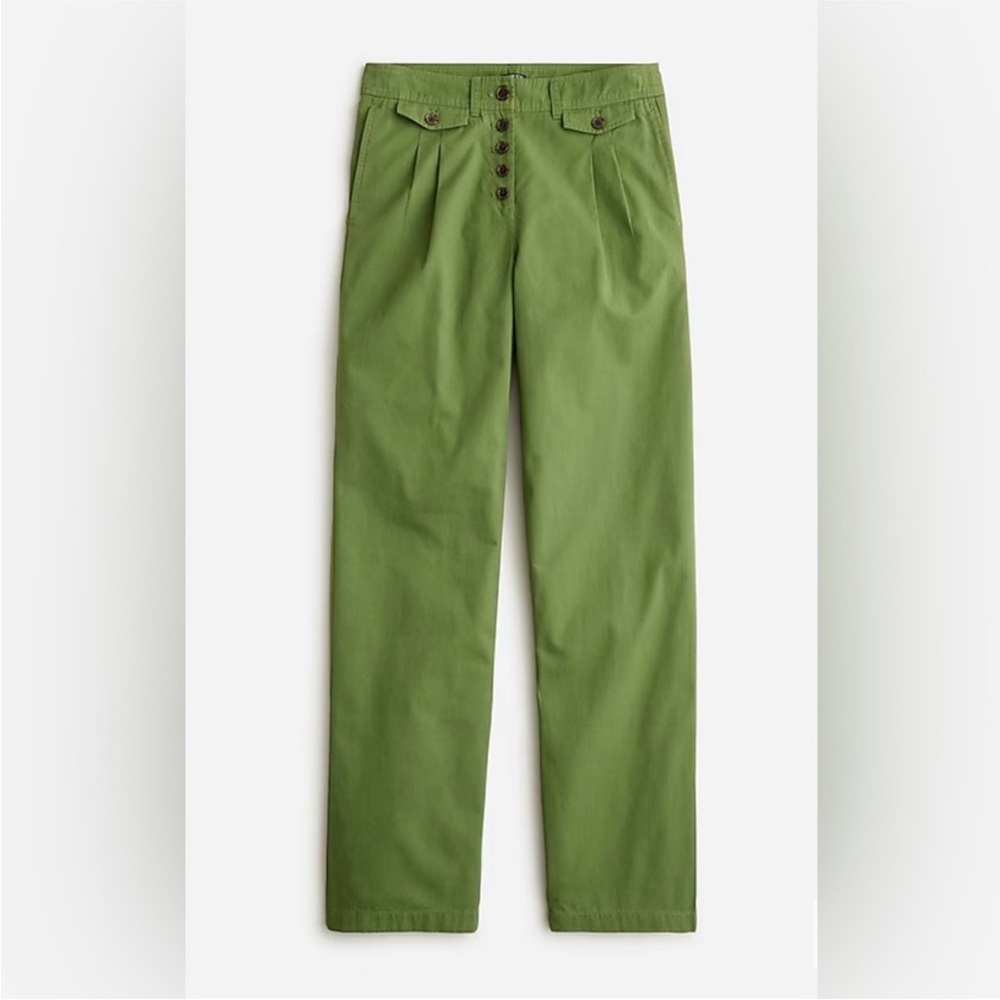 J. Crew Pleated Front-Button Pant Green